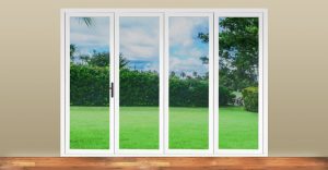 4 panel sliding panoramic door in white