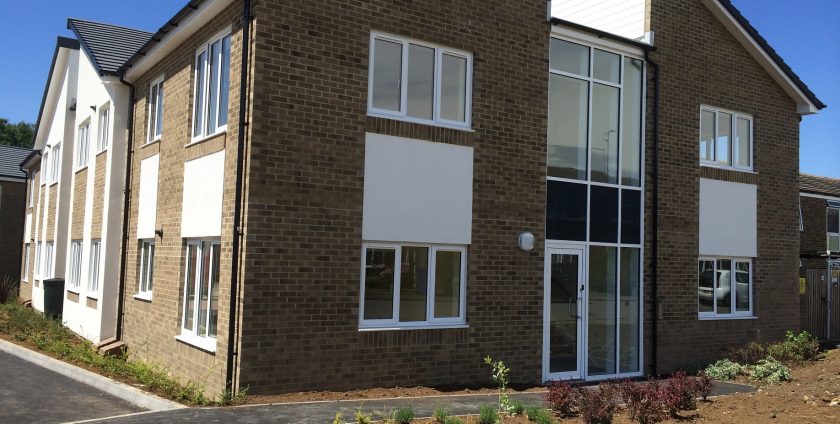 New build houses with white Profix windows
