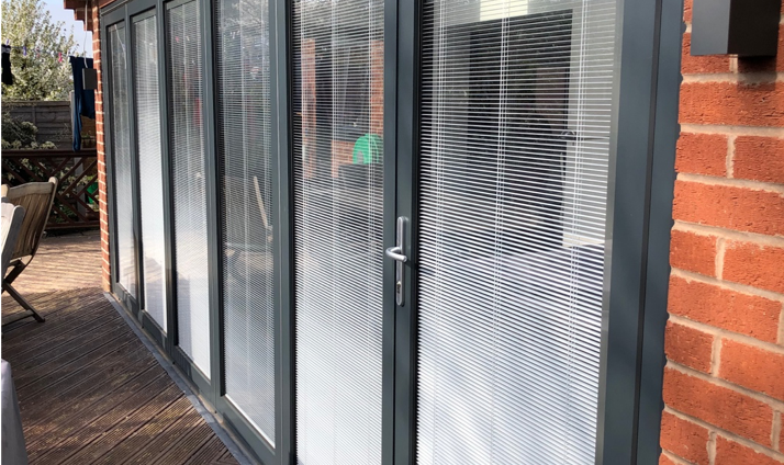 Closed patio doors on outside